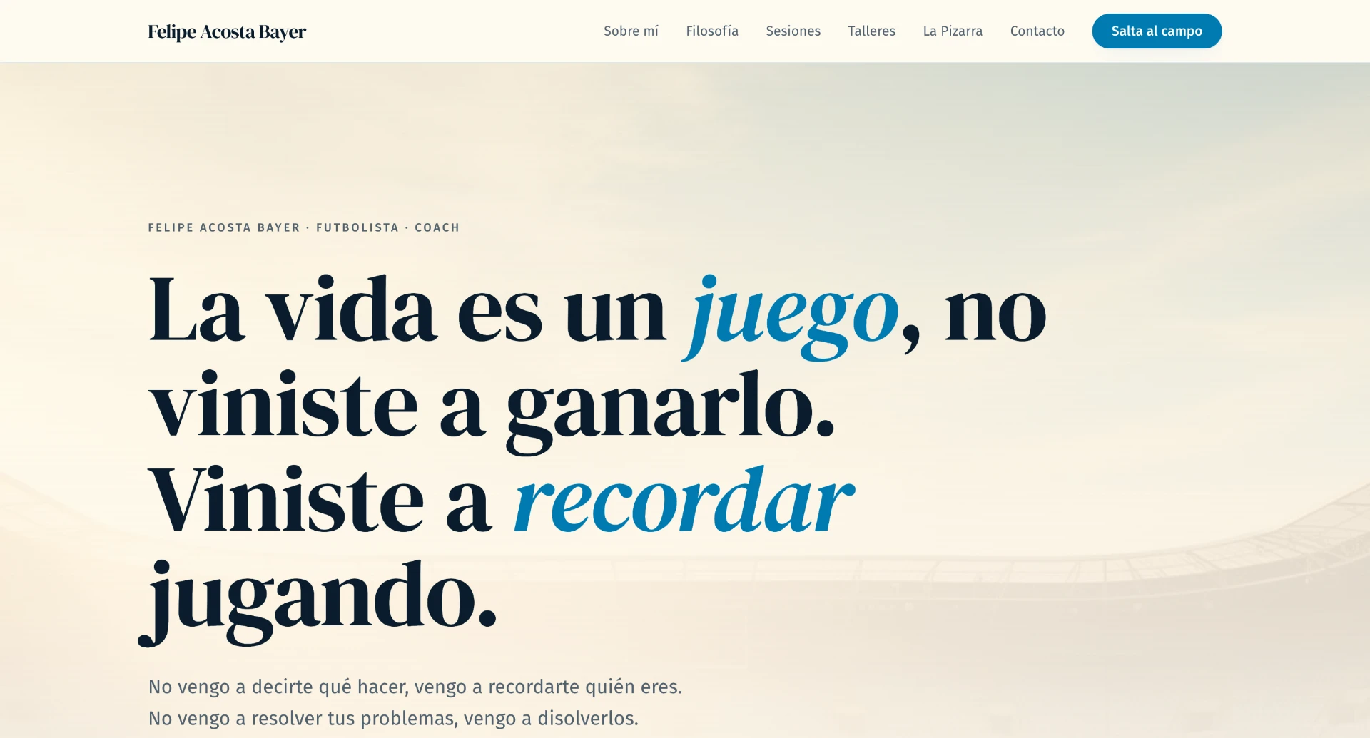 Vista del sitio web de Felipe Acosta Bayer